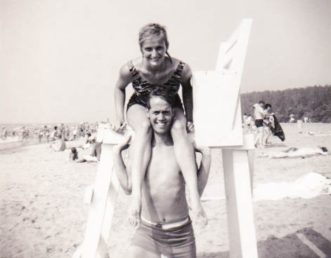 Mom and Dad on beach during dating years